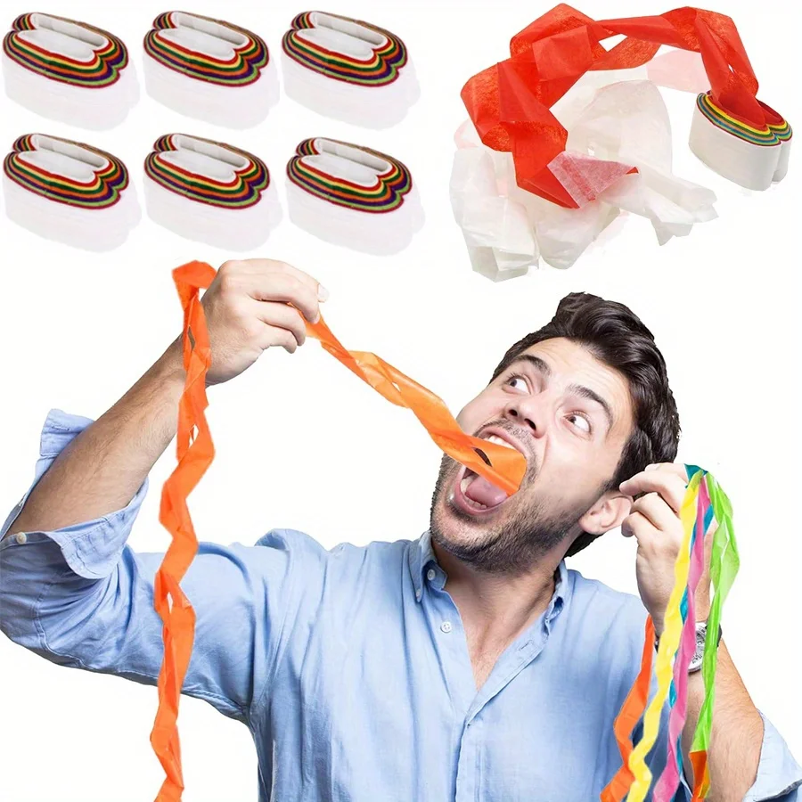 6pcs Mouth Coils Vomit Paper Magic Trick - Colorful/White Magician Props for Stage, Clown Performance, Funny Gag Illusion JXB