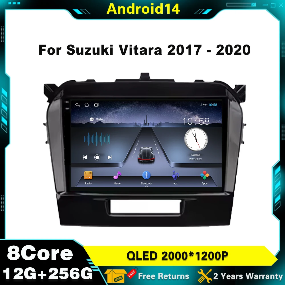 

For Suzuki Vitara 2017 - 2020 Android 14 Multimedia Navigation GPS WIFI Player Car Stereo Carplay Radio Screen Stereo NO 2DIN