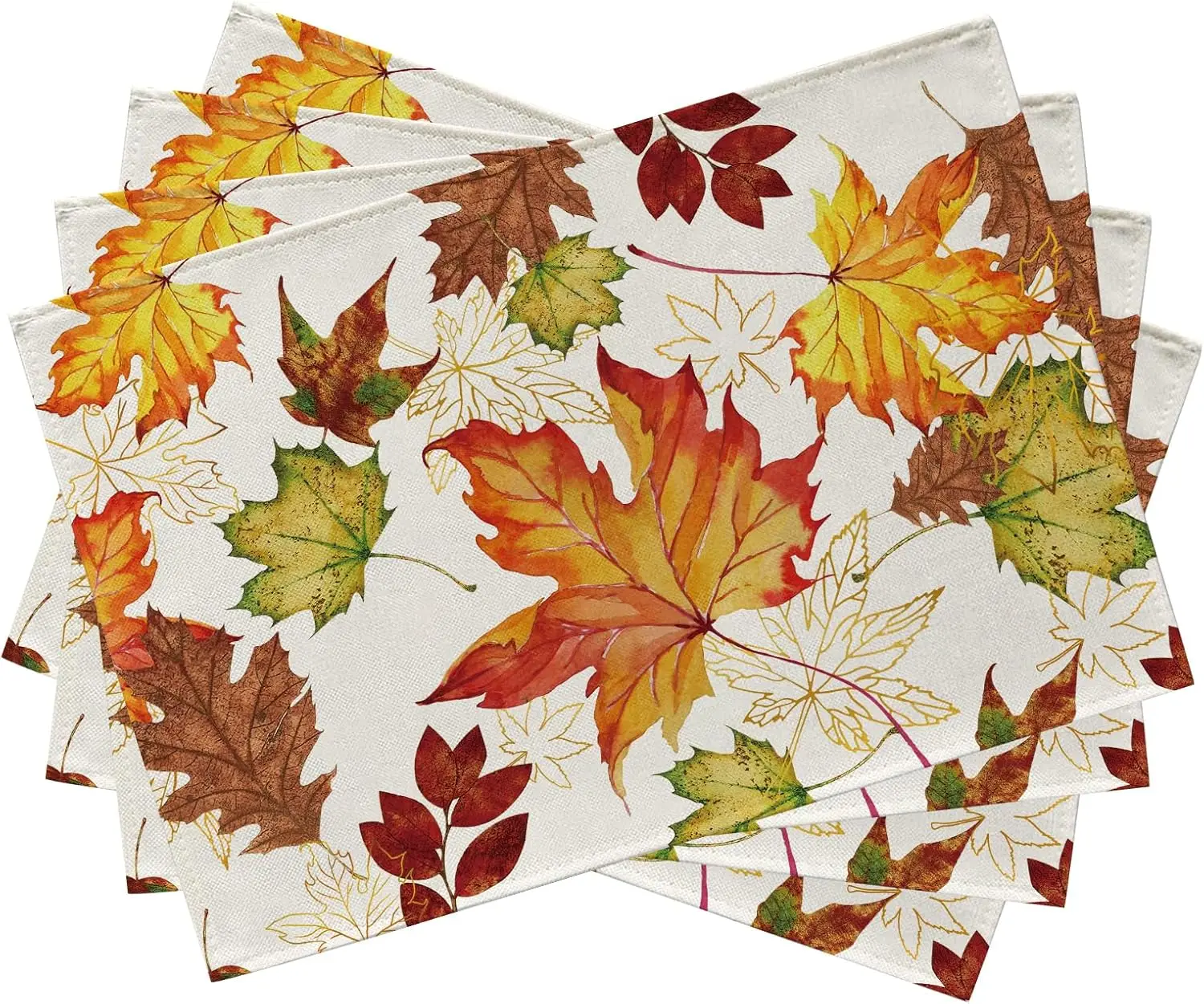 Fall Maple Leaves Linen Table Runner Placemats Home Decor Autumn Harvest Kitchen Dining Table Runners Thanksgiving Decorations