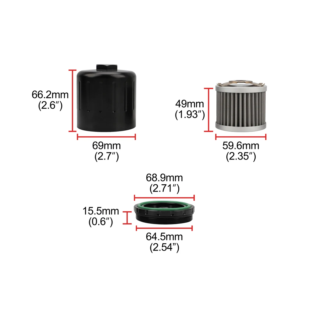 Oil Filter Fits for HONDA Acur M20x1.5 Thread 304 Stainless Steel High Flow with Magnet CNC Shell Washable Reusable