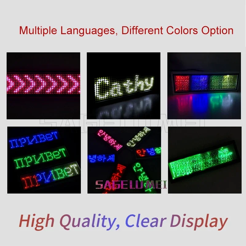 Bluetooth Smart APP Control LED Name Badge Luminous Flashing Light Up LED Name Tag Pin Magnet Wearable  Plate Mini Ticker Board