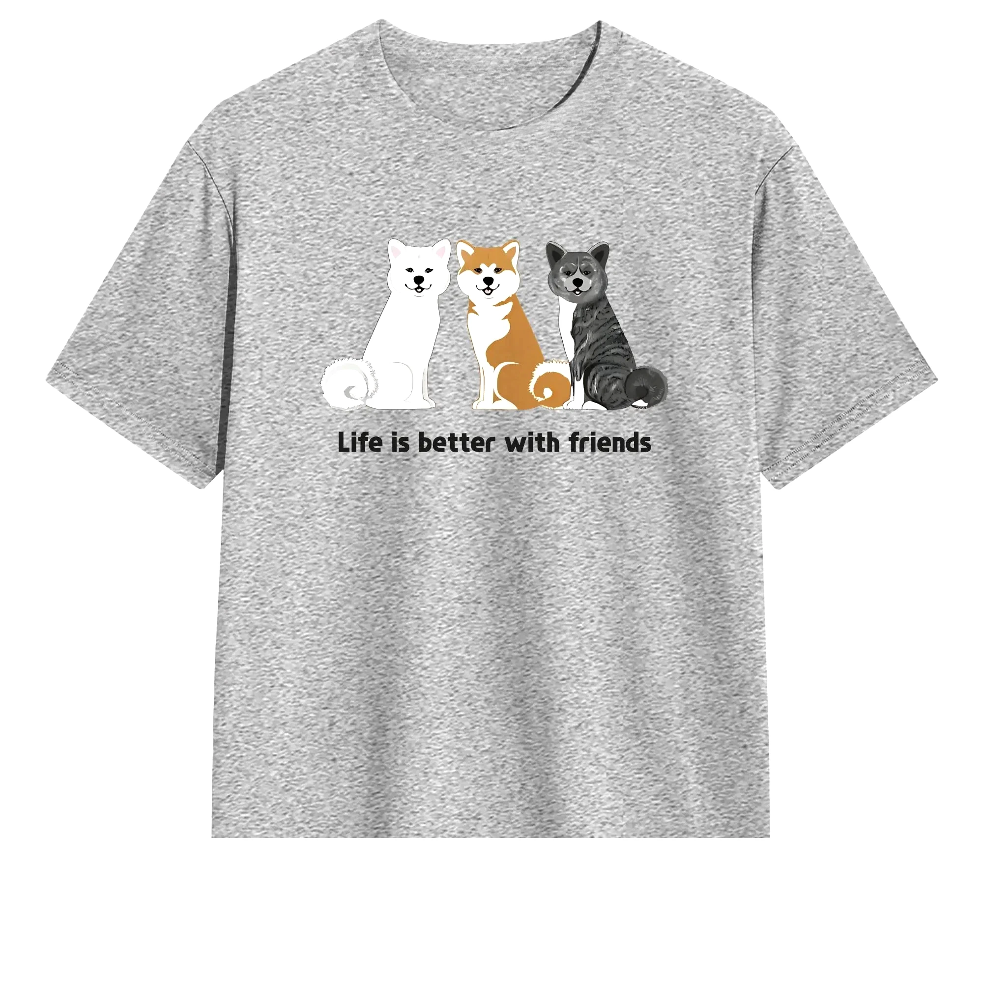Akita Inu Life Is Better with Friends  T-Shirt Beach Vintage Harajuku Tee for Men Women Summer Clearance Sales Women's Clothing