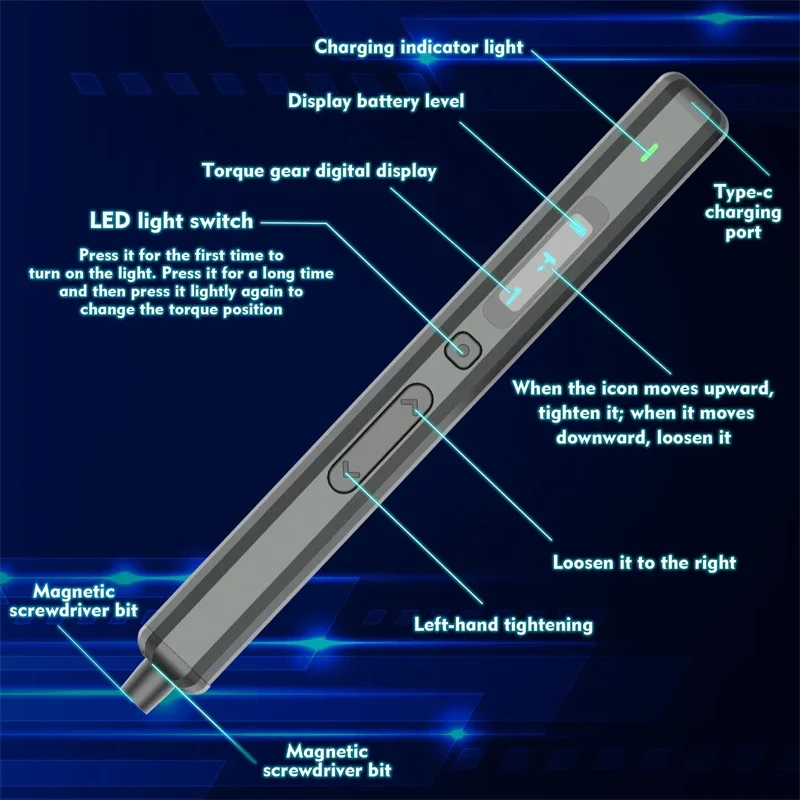 Electric Cordless Screwdriver 50 in 1 Blue Mini Electric Precision Screwdriver Set Repair Tool Kit Rechargeable for Phone Watch