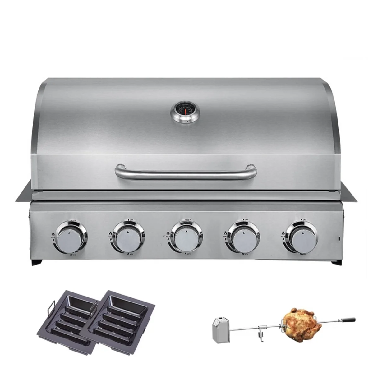

Commercial Grill Stainless Steel 5 Burners Gas Built-In BBQ Grills Barbecue