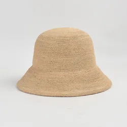 USPOP New Arrival Beach Sun Hat Women Casual Crochet Rafia Straw Bucket Hat Spring Summer Outdoor Sun Hat with Wide Brim