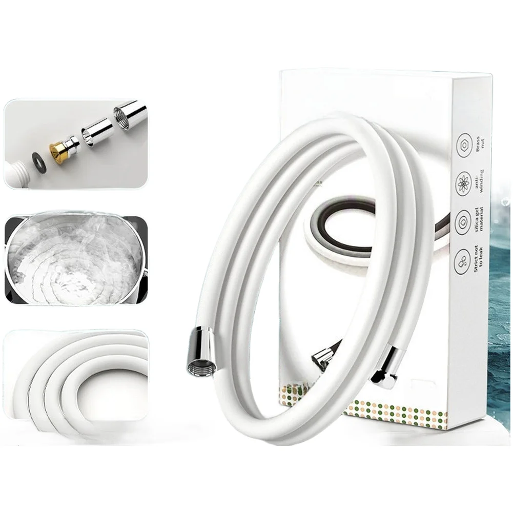 1.5M Soft Silicone Shower Hose Flexible High Pressure Resistant Anti-Scald Leakproof Anti-Winding Bathroom Shower Pipe Accessory