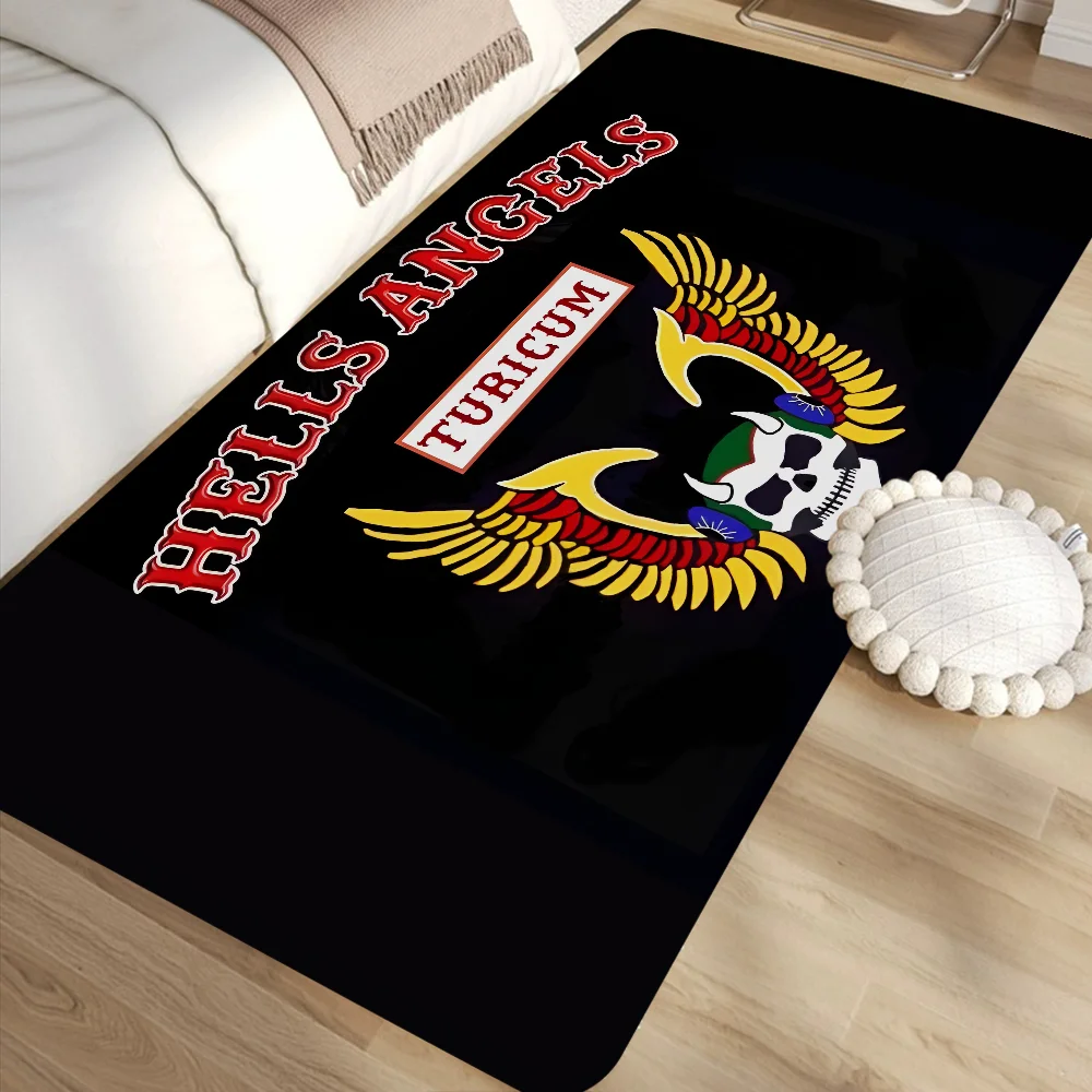 

H-Hells A-Angels logo Room Mats Retro Multiple Choice Living Room Kitchen Rug Non-Slip Welcome Rug