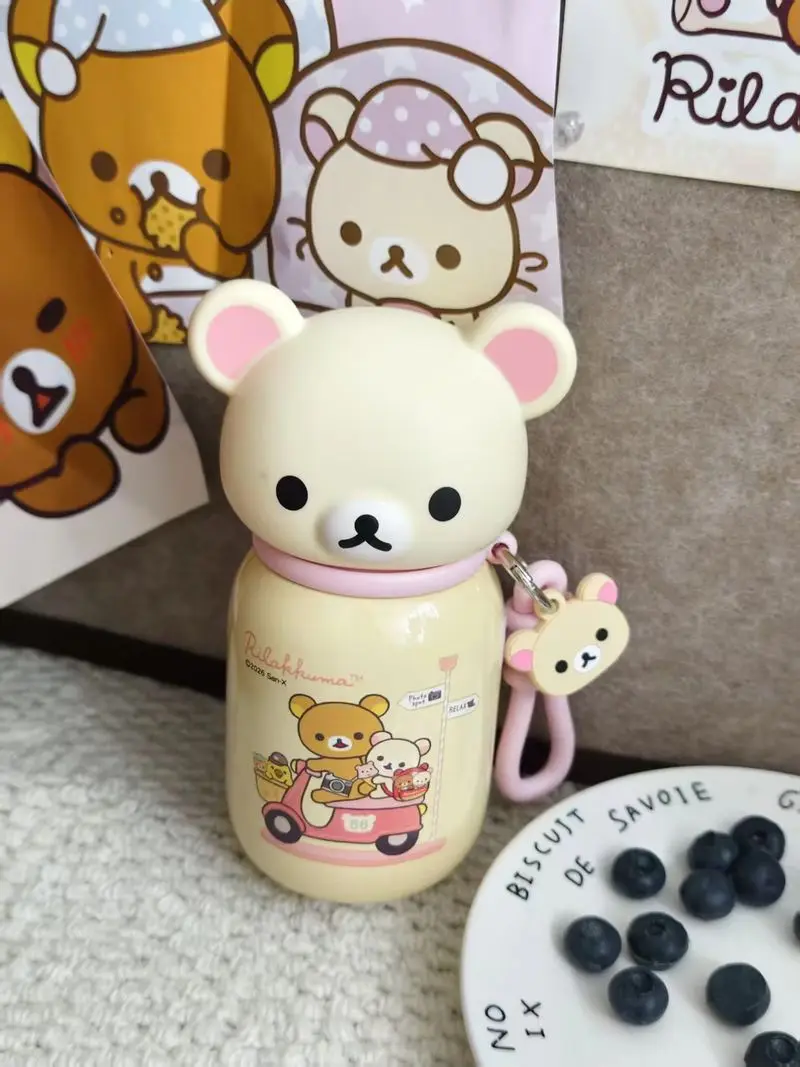 Kawaii Rilakkuma Cartoon Stainless Steel Vacuum Insulated Water Bottle 330 Ml Leakproof Thermal Mug For Indoor Outdoor Daily Use view 6