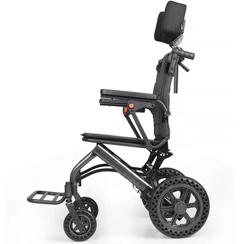 9.5kg Ultralight Wheelchair Travel Wheel Chair Reclining Lightweight Portable Wheelchair with Headrest Airline Wheelchair