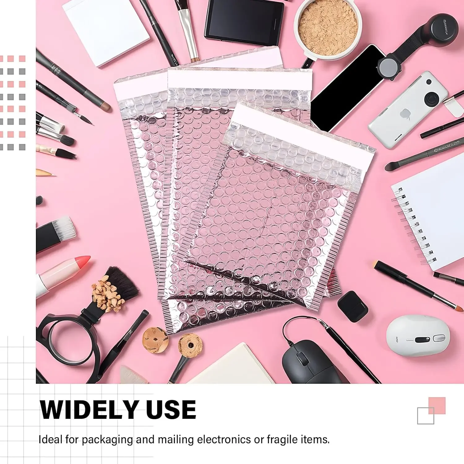 100pcs Shipping Bags Multicolour Metallic Bubble Mailer Packaging Supplies Small Business Envelope Mailers Envelopes Mailing