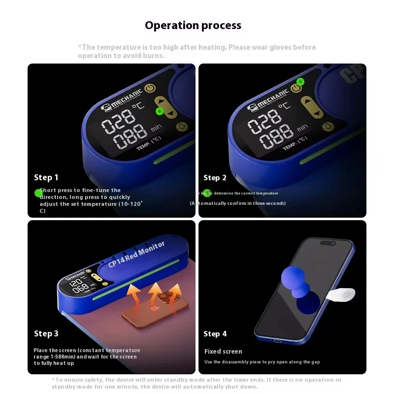MECHANIC CP14 Plus LCD Screen Heating Separator with Dust Detection Light For iPhone Samsung iPad Screen Pre-Heating Remove Pad