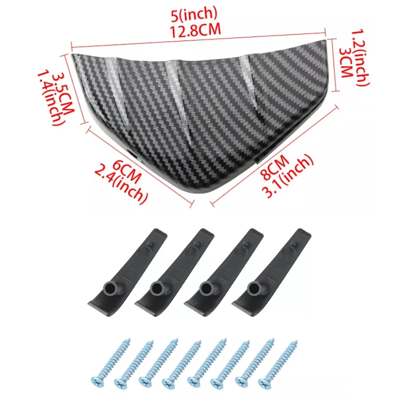 4pcs Universal Carbon Fiber Car Modified Rear Bumper Diffuser Spoiler Black Red ABS Rear Bumper Lip Diffuser Anti-collision