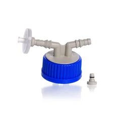 DURAN® GL 45 Bottle Connection Cap, PP, blue, with 2-ports, DURAN® GL 45 Screw Cap with two hose connections