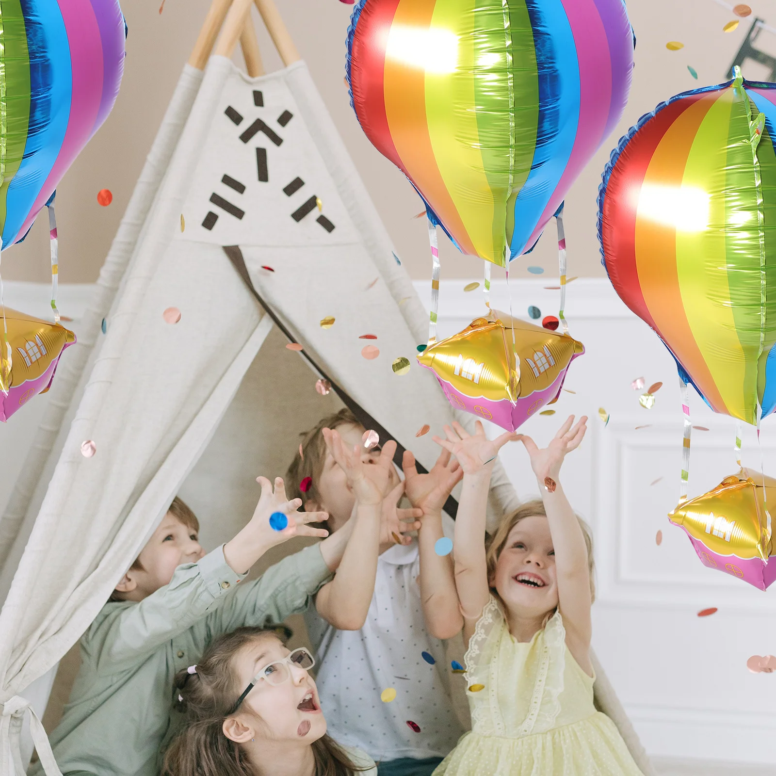 

5Pcs Hot Air Balloon Decorations Aluminum Film Balloons Vibrant Wedding Birthday Supplies Hot Air Balloon