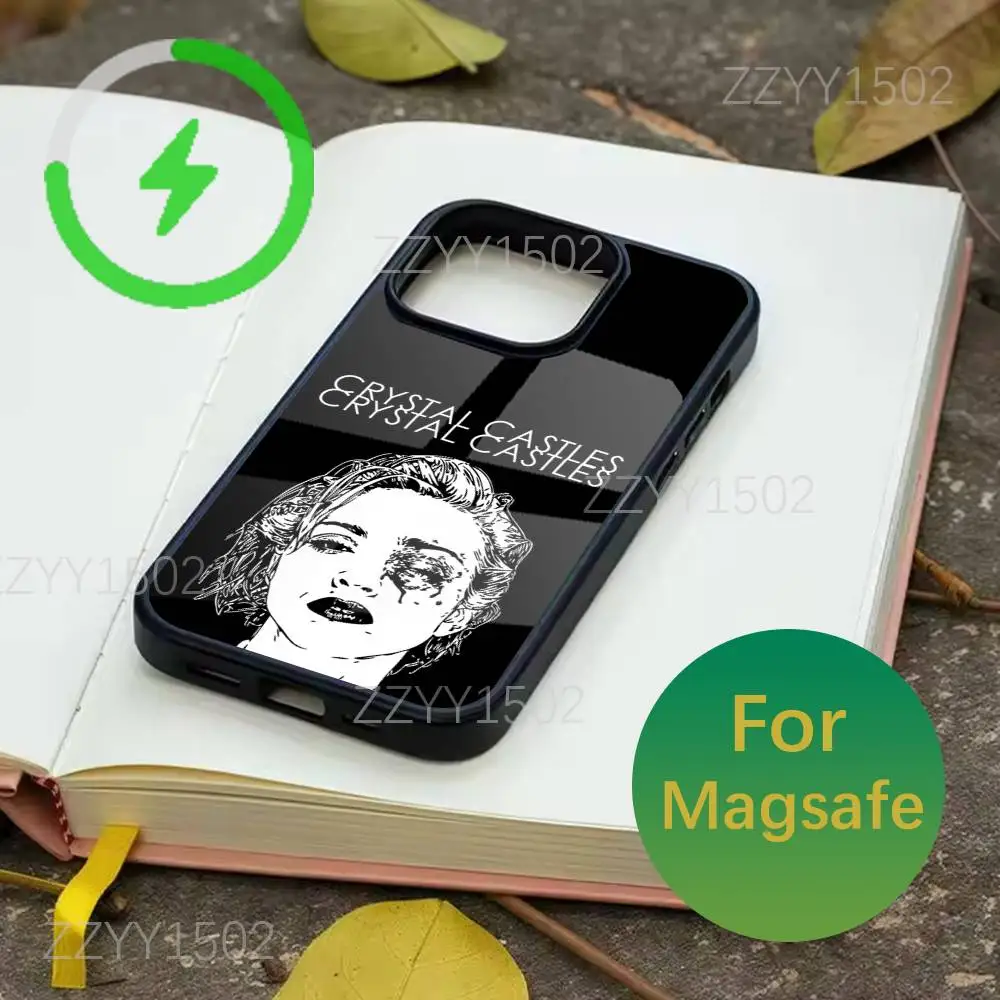 Funda de teléfono Crystal Castles Band Alice Glass para iPhone 17,16,15,14,13,12,11,Pro,Max,Plus,Mini,SE4,E Magsafe carga inalámbrica