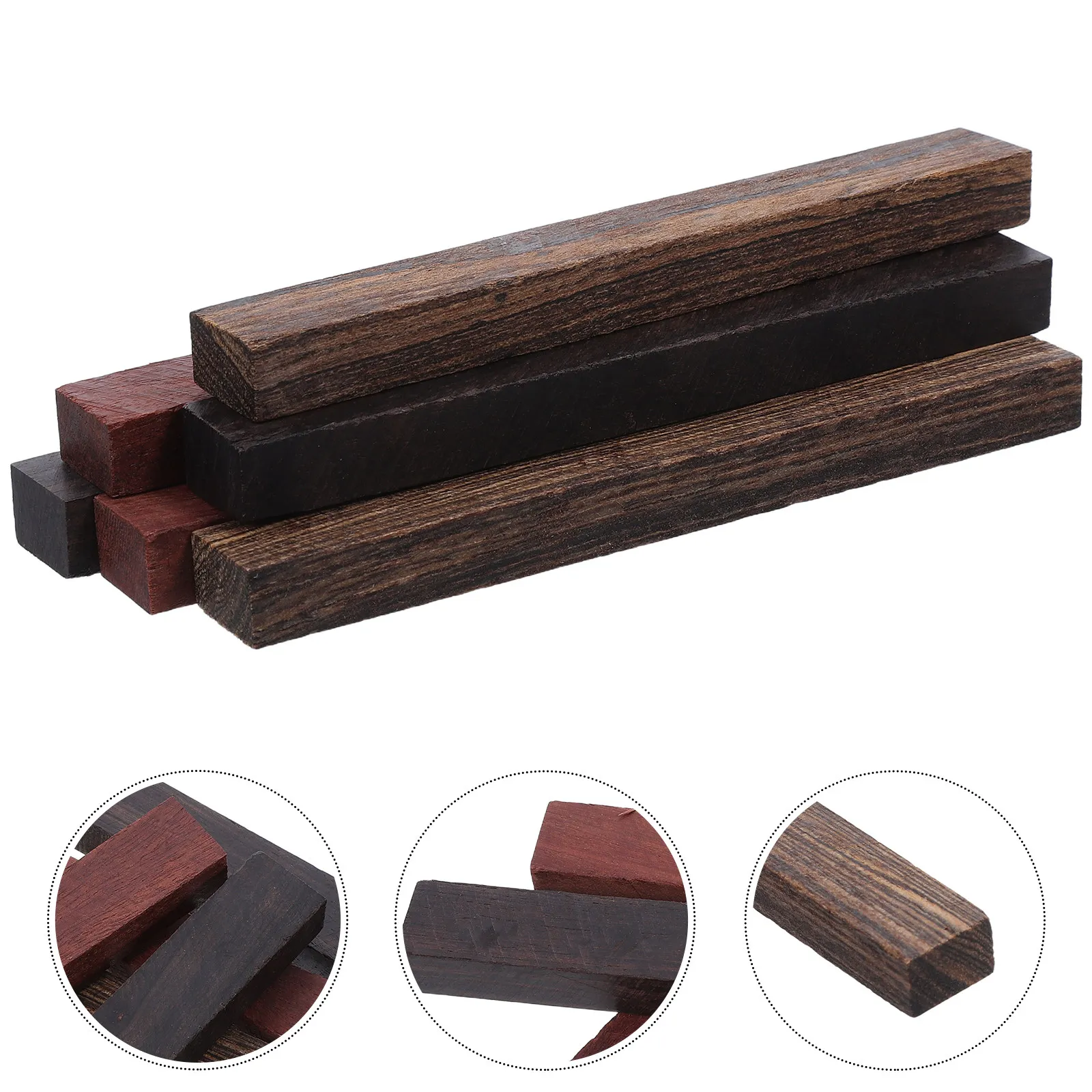 6Pcs Wood Pen Blanks Unfinished Fountain Pen Making Supplies DIY Woodturning Kit Purple Sandalwood Zambian Bloodwood Mexican