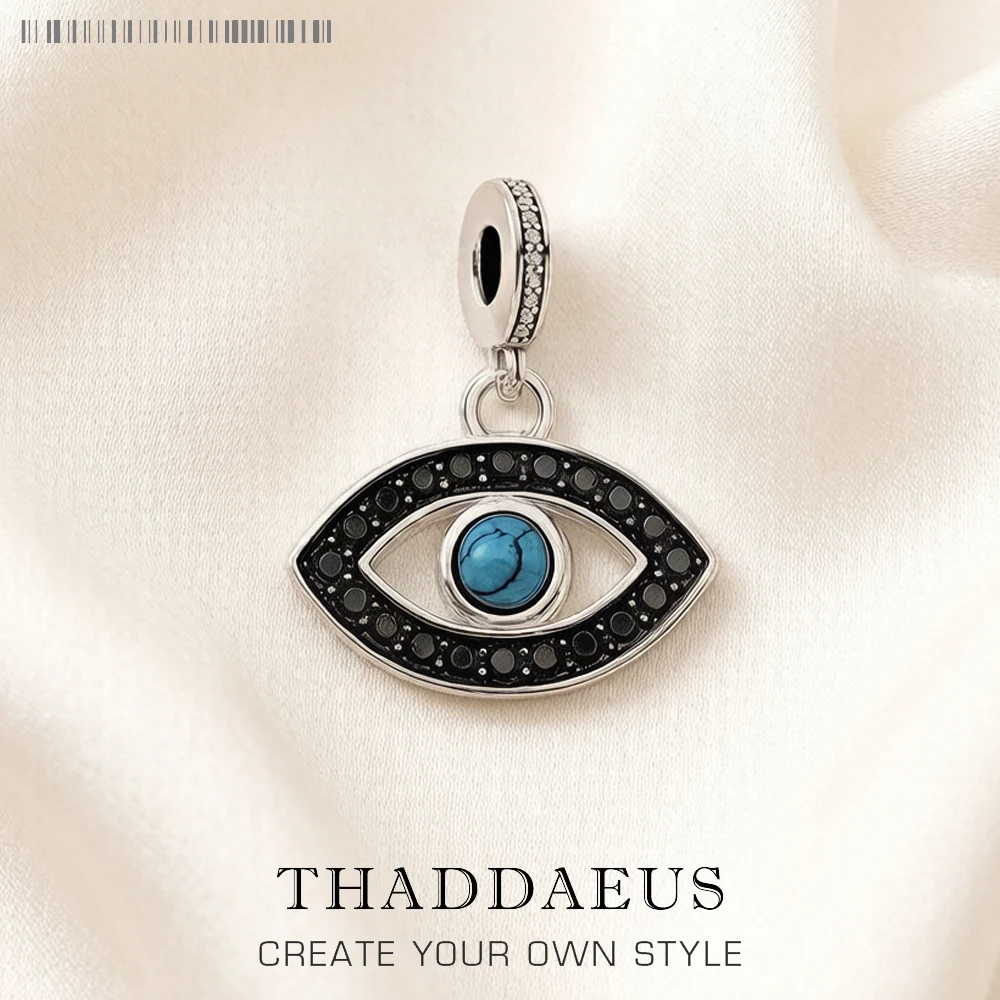 925 Sterling Silver Blue Turquoise Turkey Eye Charm Pendants New Fashion Vintage Lucky Gift Jewelry Accessories For Women Men