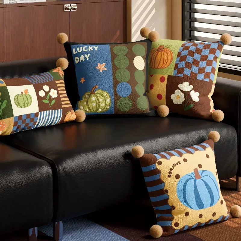 Vintage Style Pumpkin Pillowcase From Ancient Times Light Luxury High-end Living Room Sofa Cushion Cover