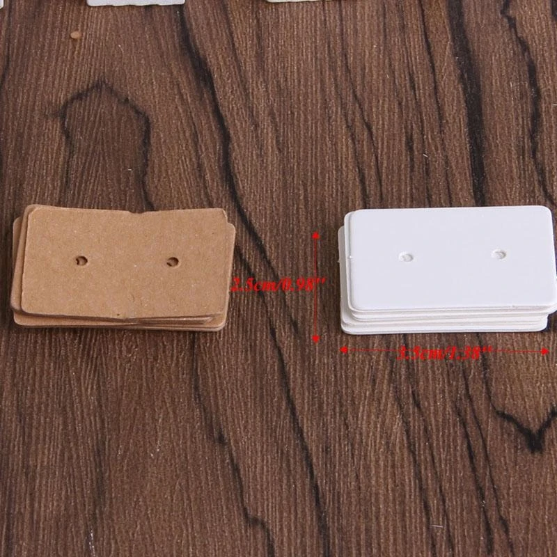 

91AC 100x White Earring Display Cards Blank Ear Cards Mini Rectangle Kraft Paper Earrings Tags Jewelry Cards Holder