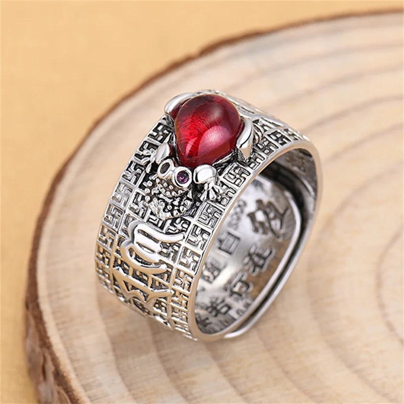 

Ethnic Style Coins Crystal Pixiu Ring For Women Jewelry Blessing Six Character Great Bright Mantra Ring Men Finger Accessories