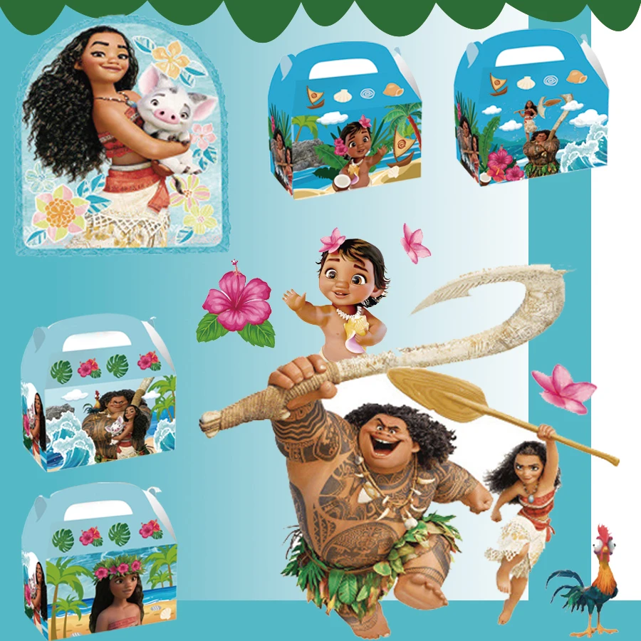 

12pcs Moana 3D Paper Gift Box With Handheld Winnie Birthday Party Supplies Candy Gift Bags Halloween Classroom Rewards Prizes