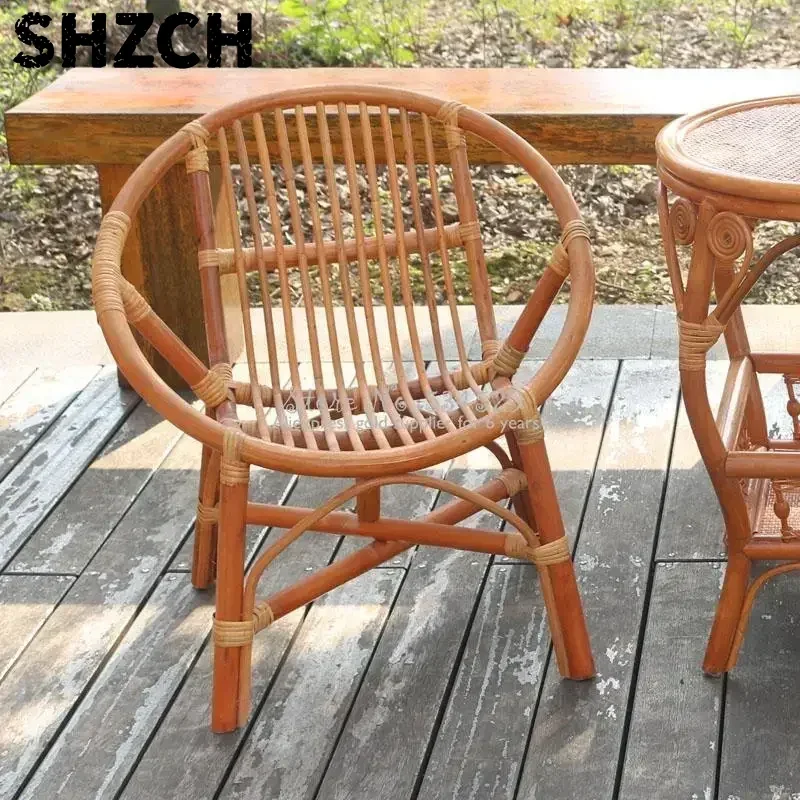 Bamboo Wicker Lounge Chair Recliner Patio Pool Side Seat Camping Chair Balcony Garden Furniture Rattan Chair Back Chairs