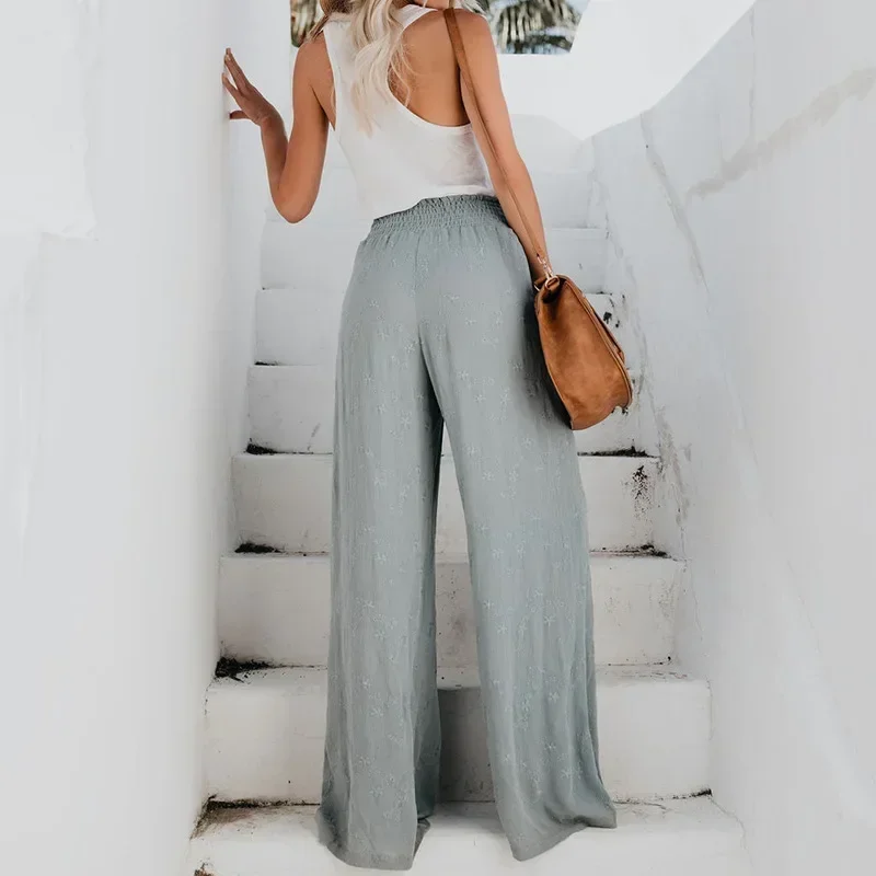 Womens Wide-leg Pants Summer 2023 Fashion High Waist Women Casual Pants