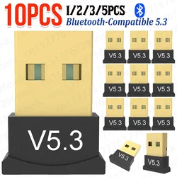 1-10pcs USB Bluetooth 5.3 Adapter USB Audio Receiver Transmitter BT 5.1 Dongle Adaptador for PC Laptop Wireless Speaker Adapter