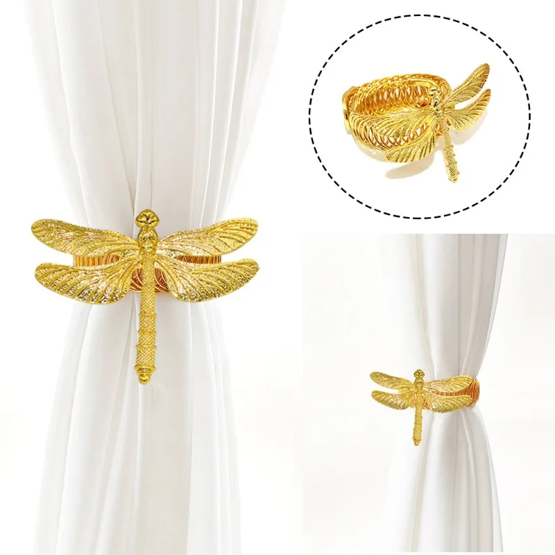 

Luxury Gold Dragonfly Curtain Tiebacks Multiple Uses Pendant for Living Room Bedroom Decor Metal Curtain Accessories Creative
