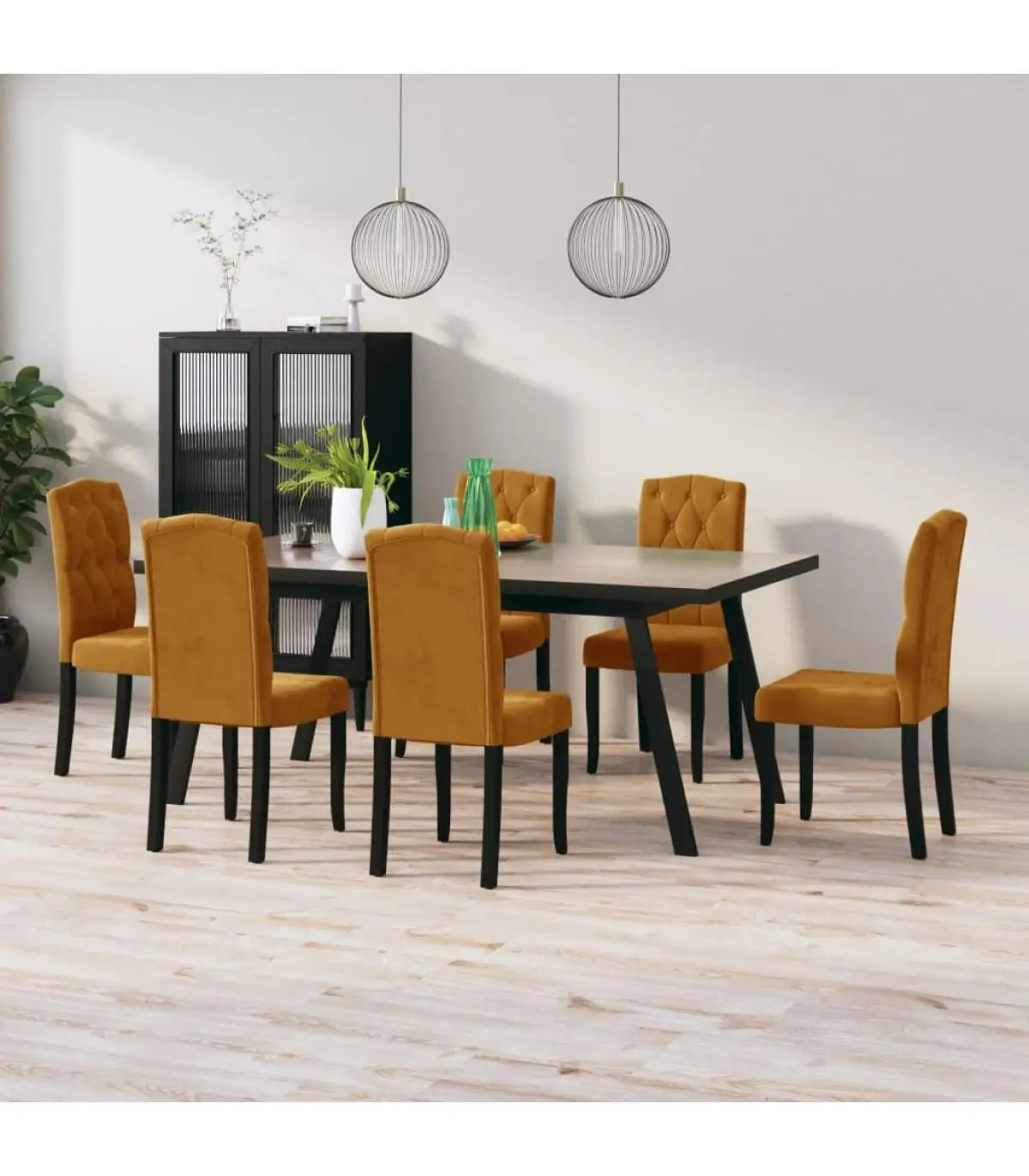 Brown velvet dining chairs 6 units dining chairs