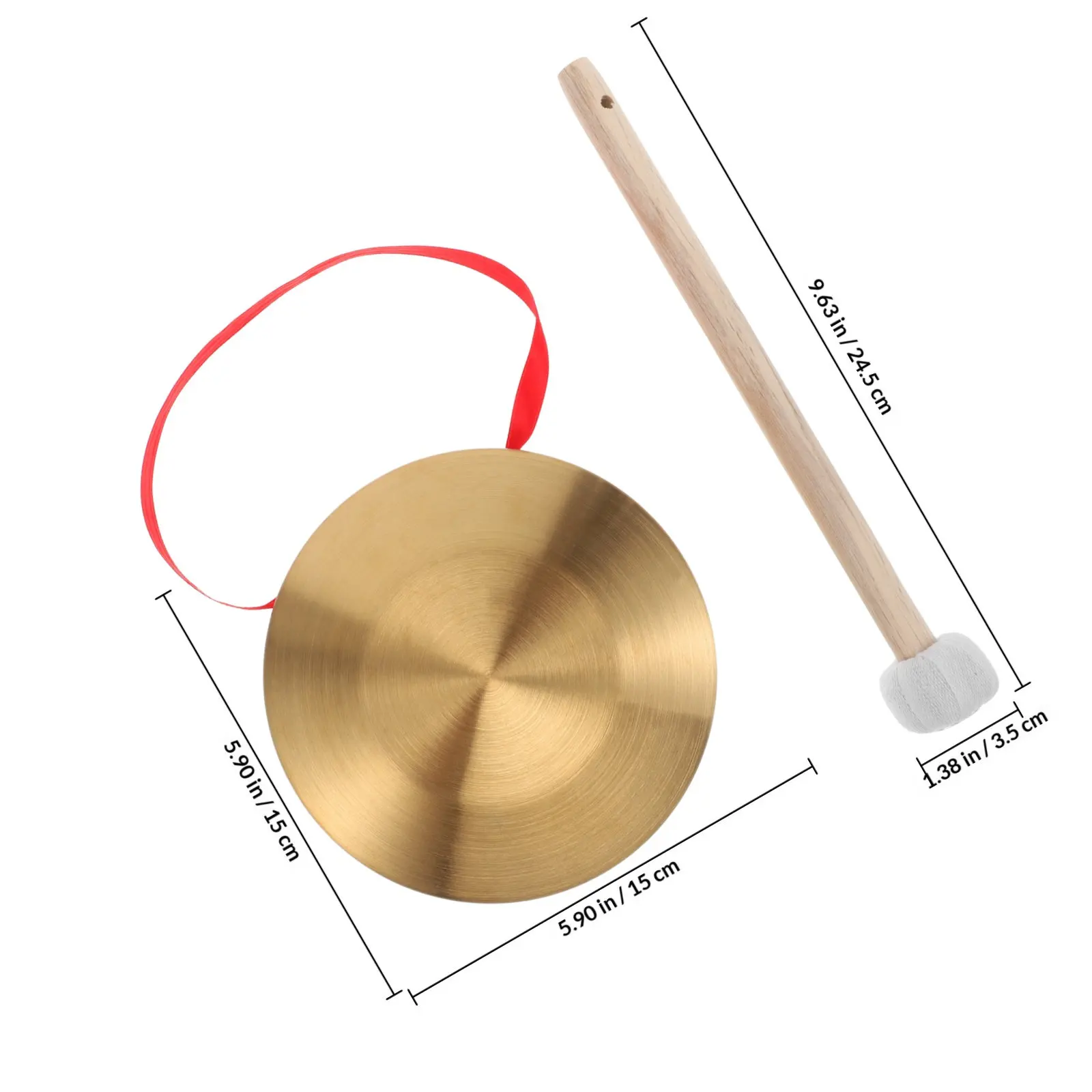 1Set 15Cm Mini Handheld Brass Gong Alloy Traditional Chinese Percussion Instrument Portable Meditation Music Mallet - view 6