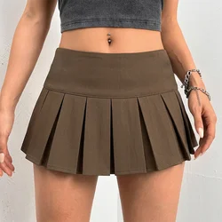 Women Pleated Mini Skirt with Built-in Shorts High Waist Tennis Skirt Cute Skort Preppy Summer Teen-girl Academia Y2K Outfit