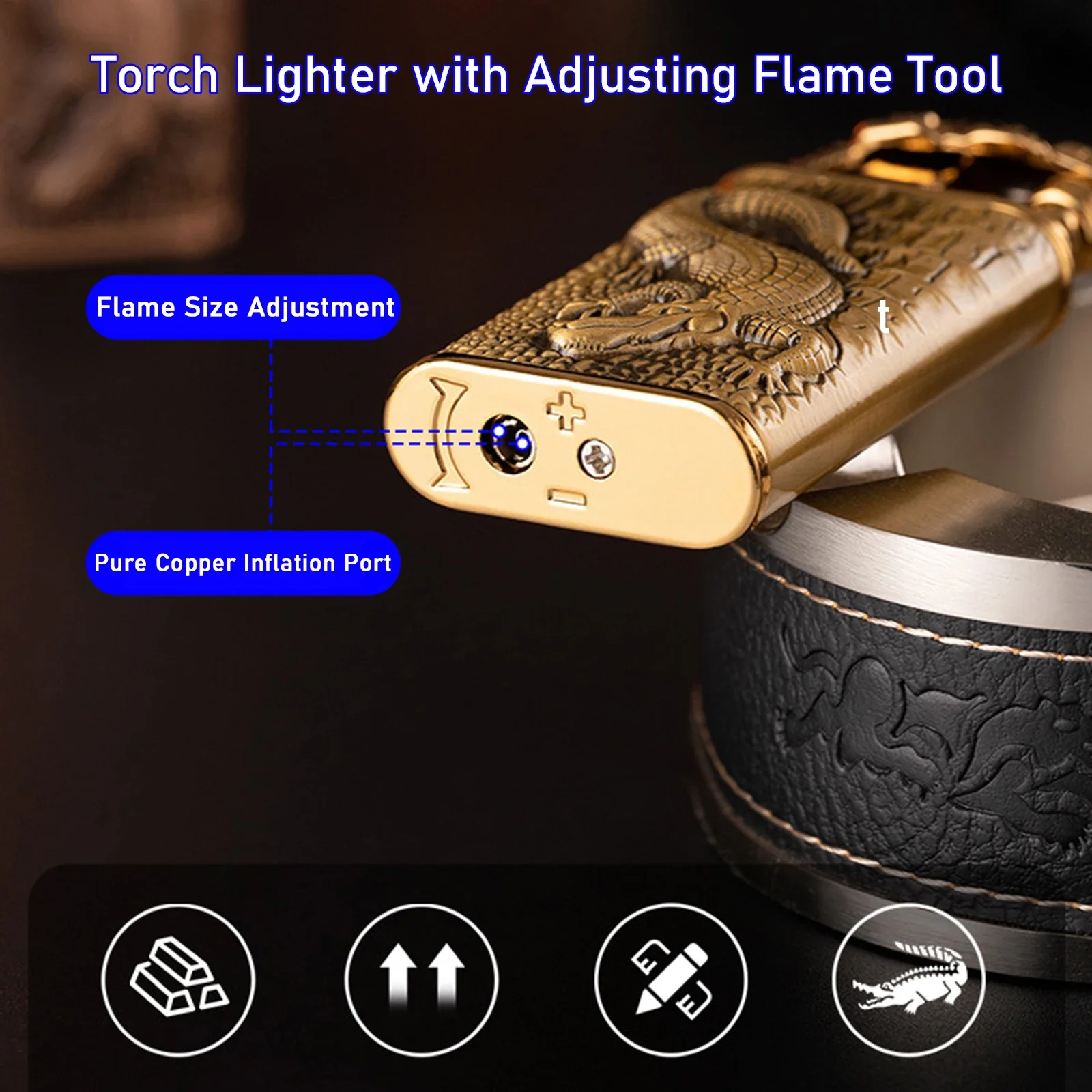 2024New Cool Dragon Dual Flame Torch Lighter Windproof Jet Smoking Accessories Cigarette Lighter Men\'s Gift Wholesale