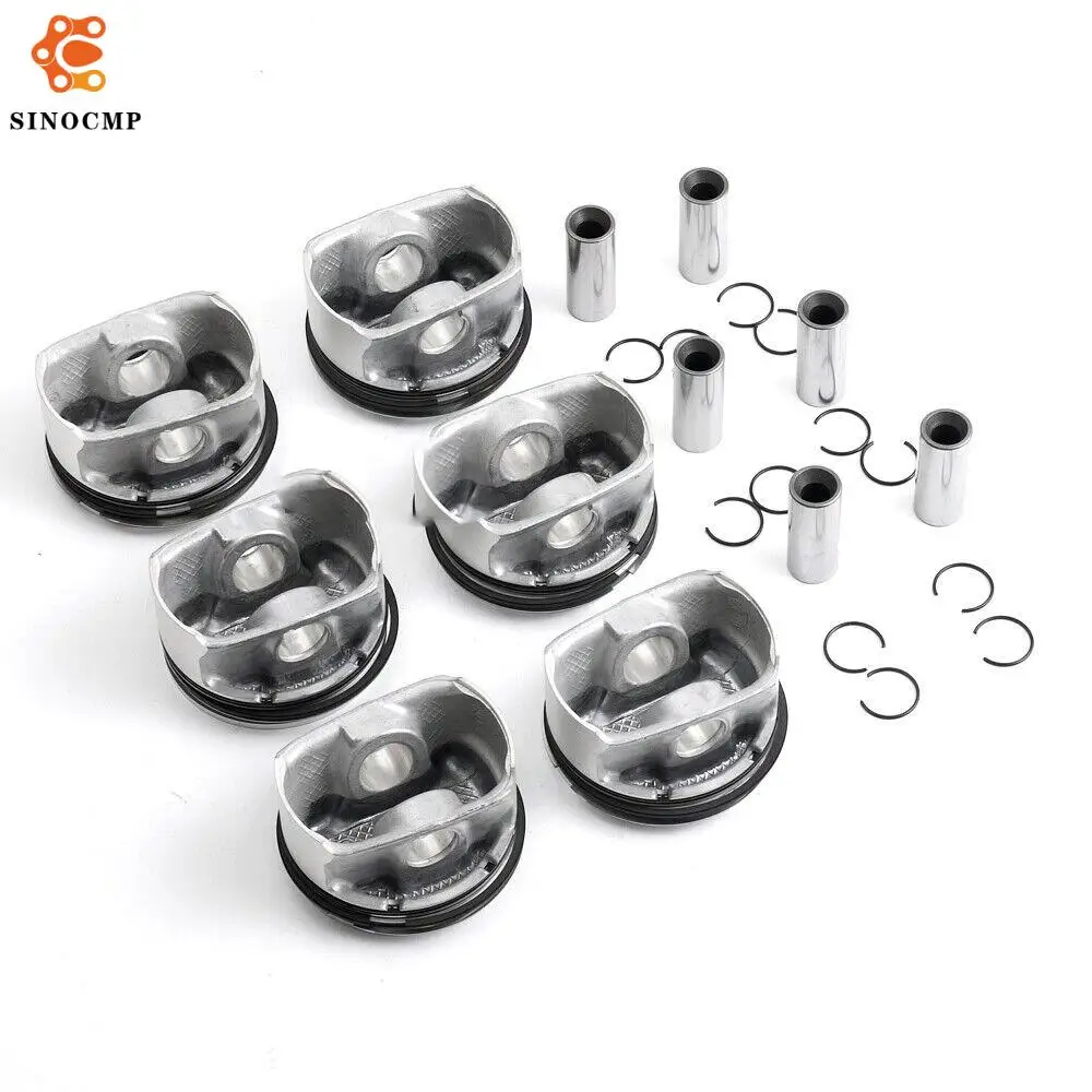 

6Pcs Engines Pistons w/Rings Rods Set CR 9.3:1 Φ85.00mm N52B30BF 11257559434 11257564335 For BMW E87 E90 E92 E60 130i 330i 530i