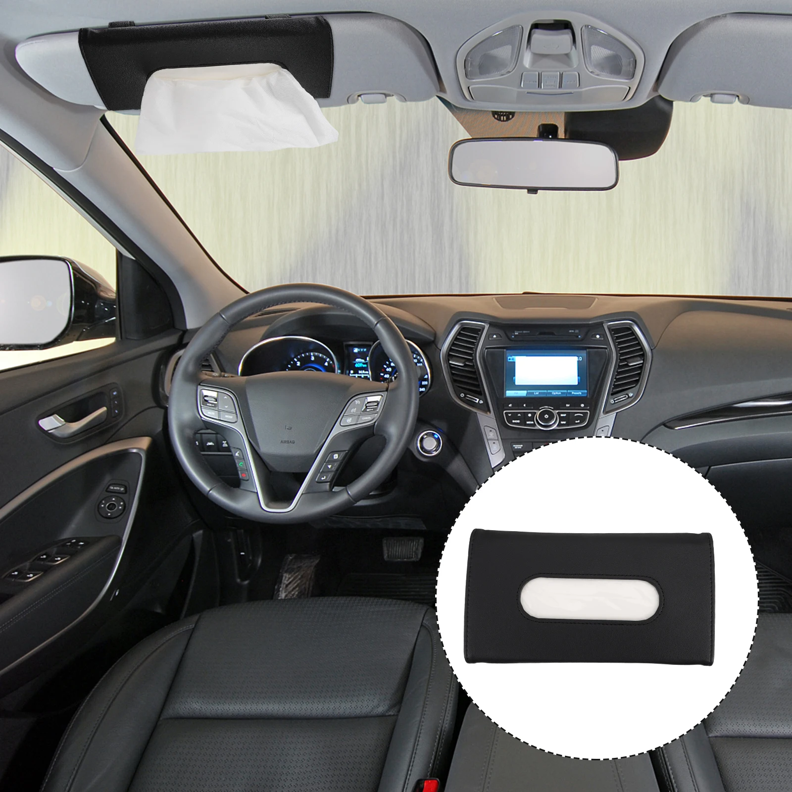

Tissue Holder Sun Visor Paper Box Adjustable Size PU Practical Gadgets Car Accessory Gift Idea Durable Use Simple Design