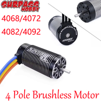 SURPASS HOBBY Rocket 4068 4076 4082 4092 4-pole Sensorless Motor Waterproof Brushless Motor 5mm for 1/8 RC Cars Truck