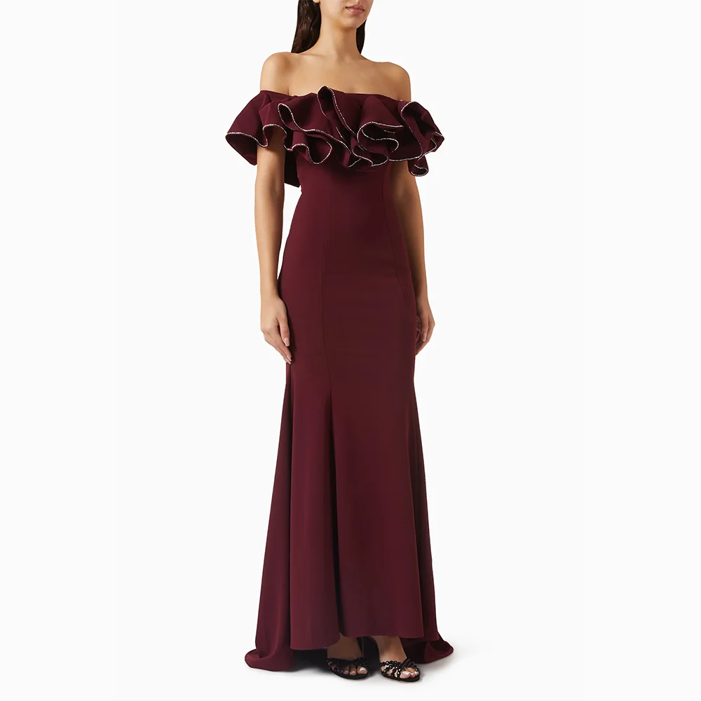 فساتين سهرة طويلة مخصصة قبالة الكتف مناسبة رسمية أنيقة بدون أكمام فساتين حفلات 2025 طول الكاحل فساتين لحضور الحفلات الموسيقية #1