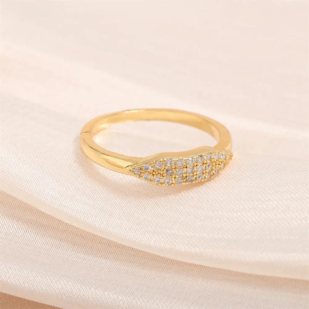 Uilz Simple Gold & Silver Two-color With Micro-set Zircon Copper Ring For Women's Trendy Fashion Daily Party Charm Jewelry Gift