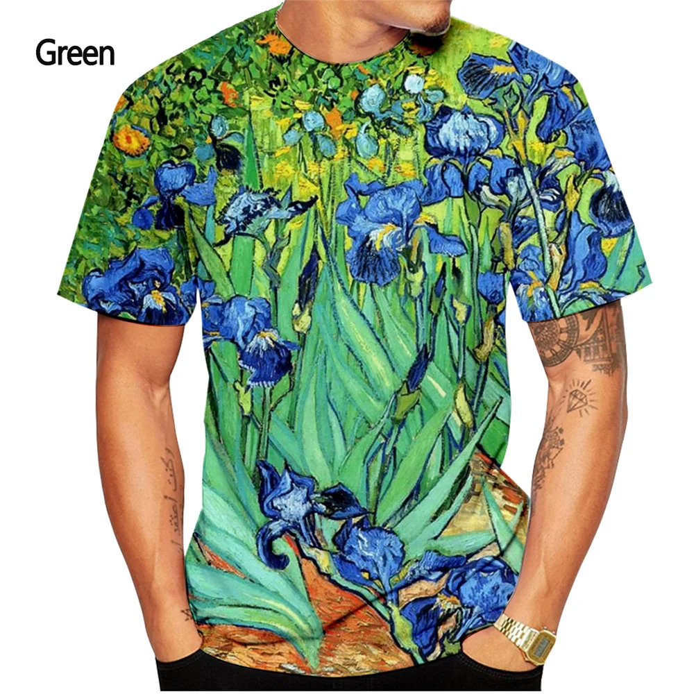 Mens Clothing Fashion Men\'s/women\'s Vincent Van Gogh Art Graphics 3D Print T-shirt Men\'s Shirt Tops Round Neck and Short Sleeves