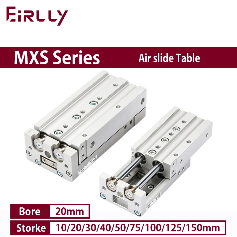 

MXS20 series air slide table dual rod rail pneumatic cylinder bore 16mm stroke 10-150mm MXS20-30 MXS20-125A/AS/AT/B/BS/BT