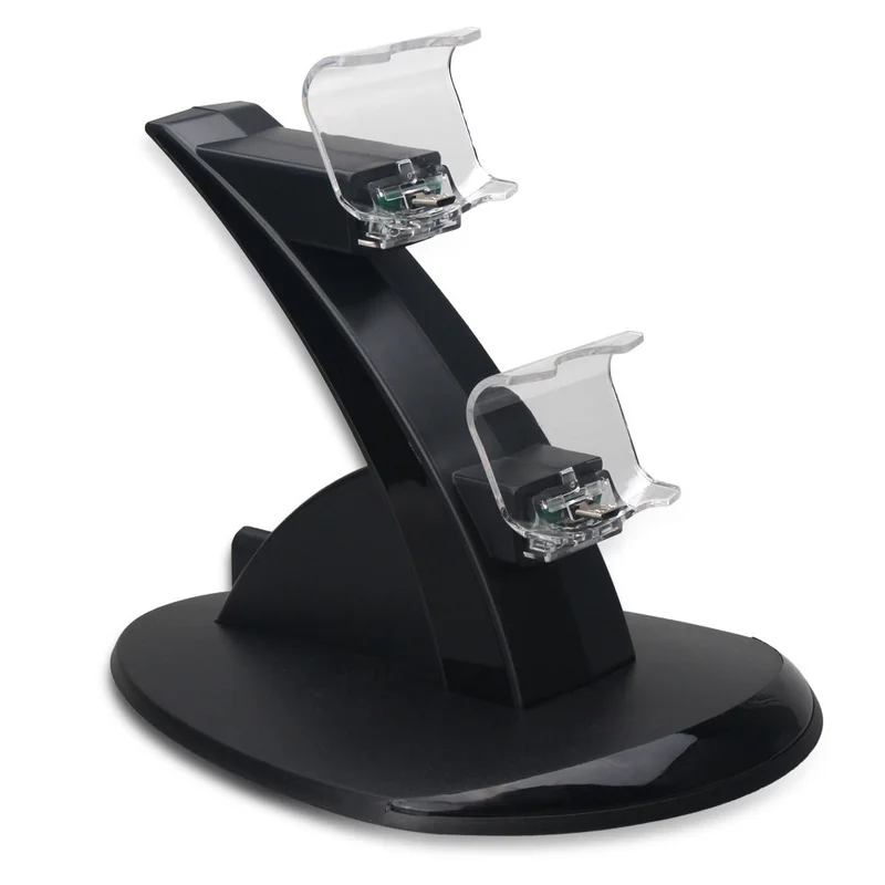 Soporte de cargador USB Dual con cable 2 en 1 para PS4, soporte de carga de recarga, soporte para PS4 con luz azul