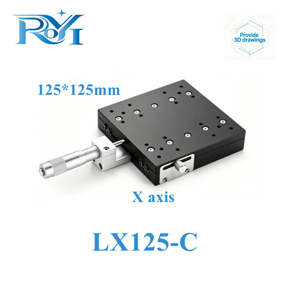 X Axis 125mm LX125-L/C/R Knob Micrometer Sliding Stage Cross Guide Rail Type Platform Manual Displacement Sliding Table