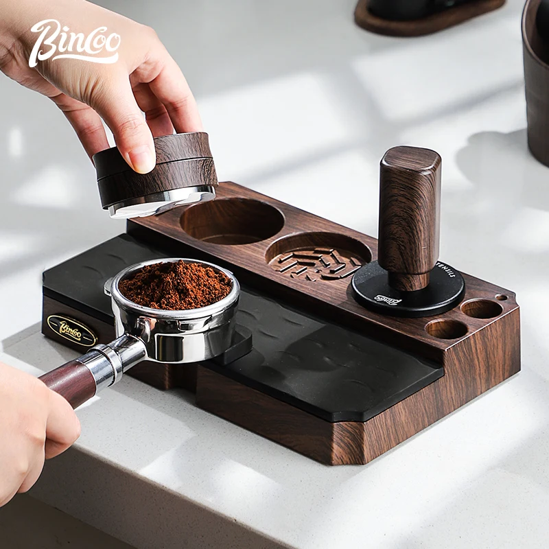 

Bincoo Wood Grain Italian Multifunctional Base Coffee Dregs Cloth Powder Pressed Powder Storage Set 51/58mm Universal