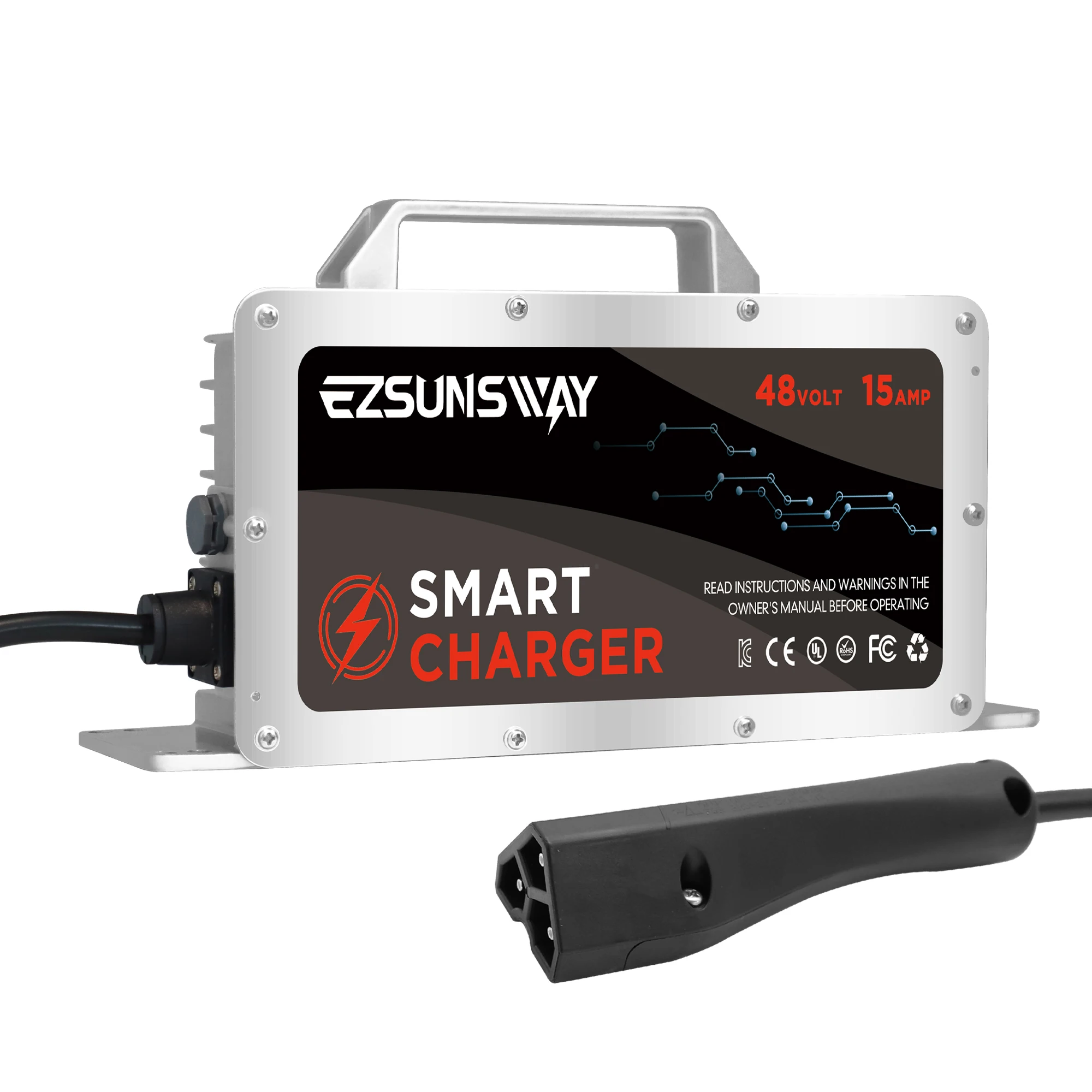 

48V(58.4V) 15A Lithium Battery Charger for Golf Cart EZGO RXV TXT (with 3 Pin Triangle Plug)