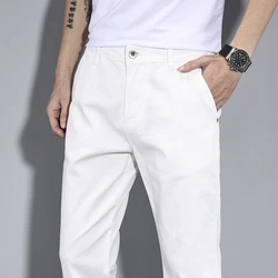 2024 New Cotton Men Outdoor Fit Straight Solid Color Work Sweatpants Man Jogger Overalls Korean White Luxury Casual Pants Male