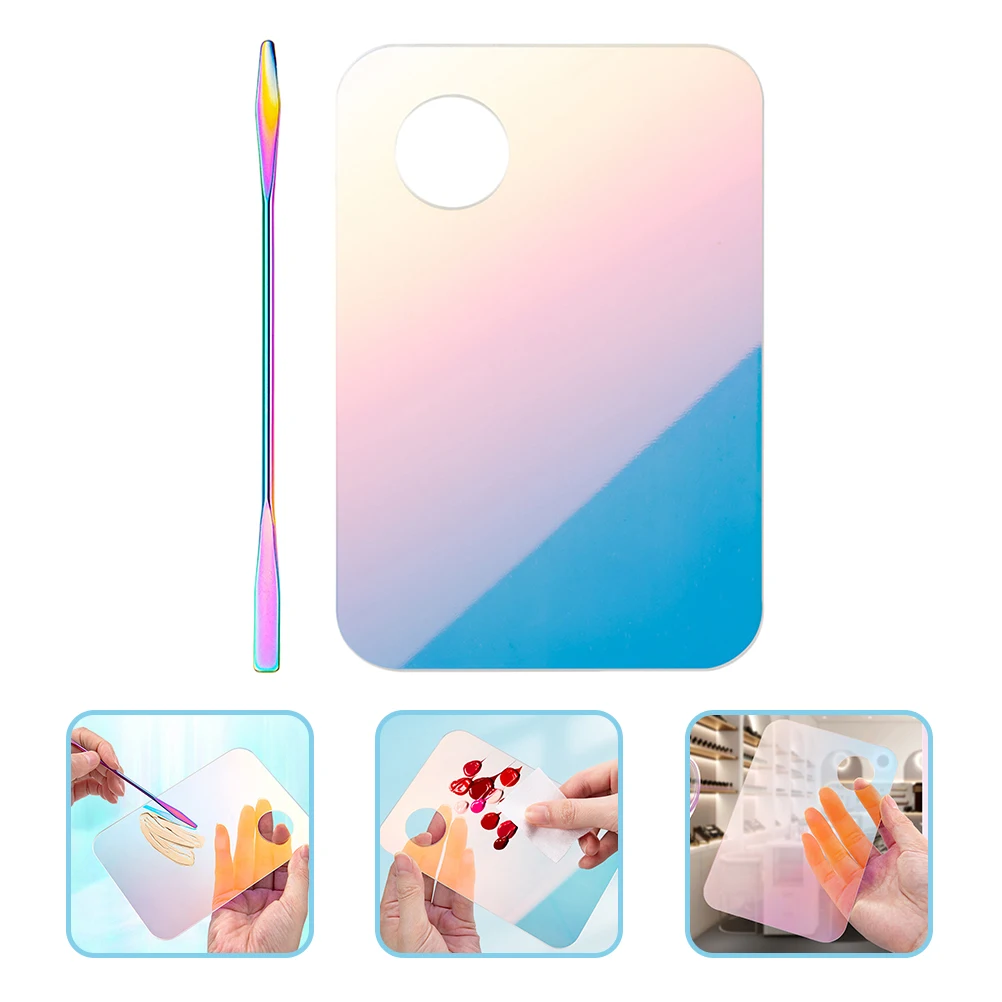 

1 Set Acrylic Makeup Mixing Palette Spatula Kit Color Mixing Plates For Foundation Pigment Beauty Diy Painting Supplies