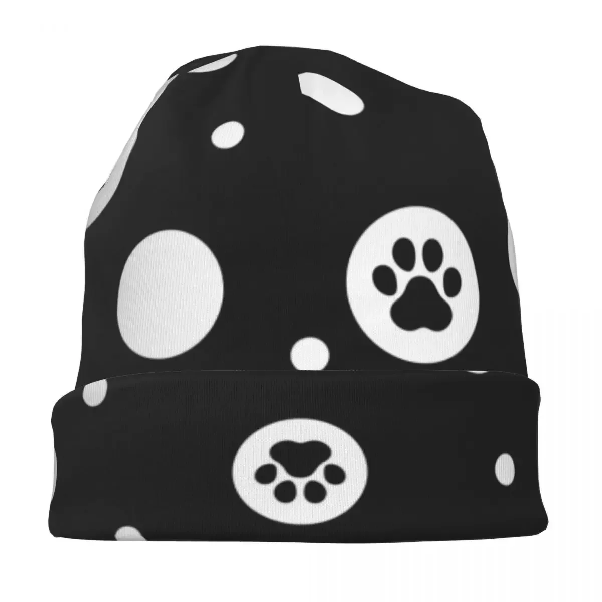 Dog Paw Polka Dot Bonnet Hats Knitting Hats Hip Hop Outdoor Skullies Beanies Hats Unisex Warm Multifunction Cap