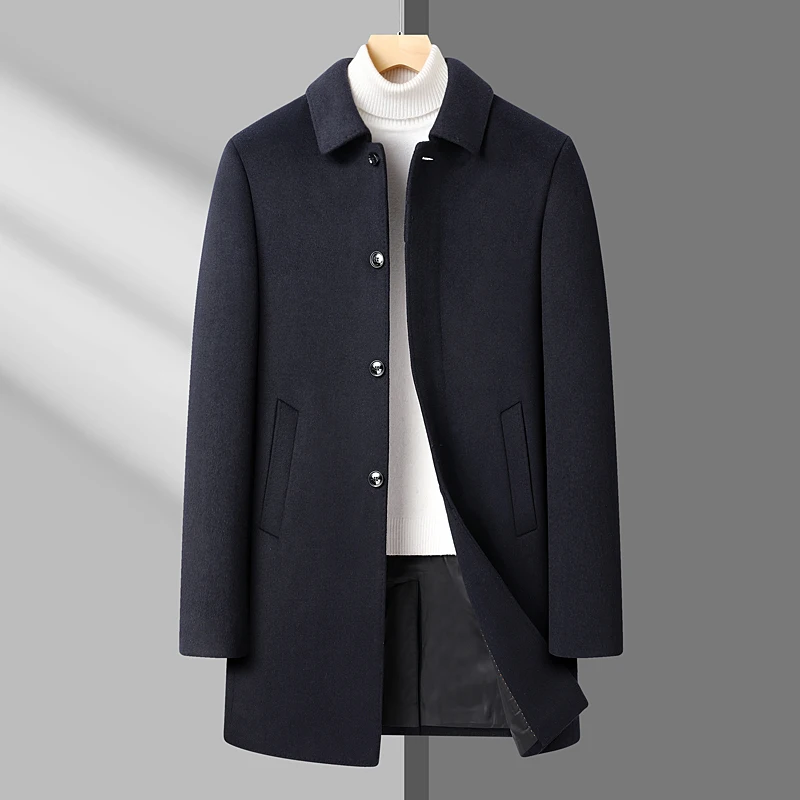 

High-quality, fashionable, cool, casual and trendy woolen overcoat for middle-aged and elderly business dads