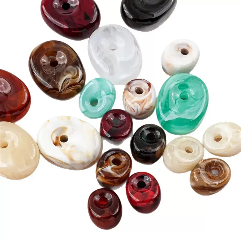 Wholesale 54pcs/lot color print geometry water drop shape resin beads diy jewelry garment hair accessory