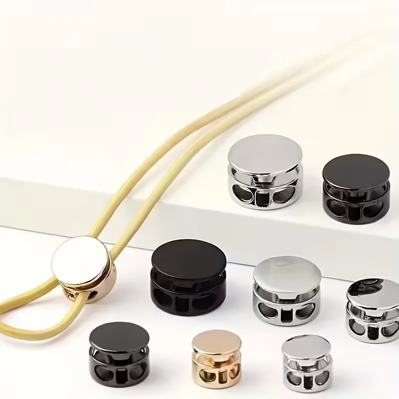 10/20pc Metal Rope Lock Double Hole Toggle Spring Stop Rope Lock Suitable for Pulling Ropes Shoelaces Backpacks Clothing Lanyard